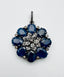 Blue Sapphire and Diamond Flower with 8 Petals Sterling Silver Pendant
