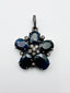 Blue Sapphire and Diamond Flower Sterling Silver Pendant