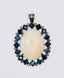 Blue Sapphire Diamond Oval Pendant Pendant with Sterling Silver