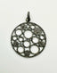 Pave Diamond Circular Rhodium Pendant with Sterling Silver