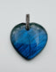 Labradorite Cabochon Heart Pendant with Large Sterling Silver and Diamond Bail