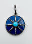 Circular Lapis Sterling Silver Pendant with Turquoise and Diamond Star