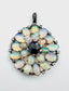 Large Opal, Diamond Flower Shaped Sterling Silver Pendant