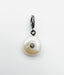 Petite White Freshwater Coin Pearl Pendant with Center Diamond
