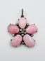 Pink Opal and Diamond Flower Sterling Silver Pendant