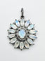 Rainbow Moonstone and Diamond Sunflower Sterling Silver Pendant