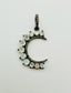 Rainbow Moonstone and Diamond Crescent Moon Pendant with Sterling Silver