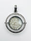 Round Rotating Diamond Shaker Sterling Silver Pendant with Pave Diamonds