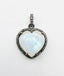 Rainbow Moonstone and Diamond Sterling Silver Small Heart Pendant