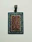 Sapphire and Diamond Pave Rectangular Pendant with Sterling Silver
