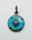 Small Kingman Turquoise and Diamond Coin Shaped Sterling Silver Pendant with Star