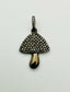 Small Pave Diamond Rhodium Mushroom Pendant, Sterling Silver