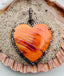 Spiny Oyster and Diamond Sterling Silver Heart Pendant