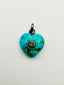 Small Heart Pendant with Natural Turquoise, Rose Cut Diamond and Sterling Silver