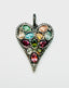 Multi-Tourmaline and Diamond Sterling Silver Heart Pendant, .6.13 Cttw