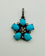 Turquoise and Diamond Flower Pendant with Sterling Silver