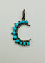 Turquoise and Diamond Crescent Moon Pendant with Sterling Silver
