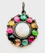 White Freshwater Coin Pearl and Multicolor Tourmaline and Diamond Pendant, 12.29 Cts