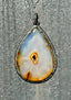 Peach Druzy Chalcedony Diamond with Sterling Silver Teardrop Pendant