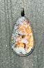 Dendrite Agate and Diamond Large Sterling Silver, Pendant, .54 Cts