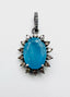 AAA Aquamarine Oval Shaped Sterling Silver Pendant with Diamonds