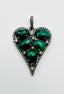 Emerald and Diamond Sterling Silver Heart Pendant