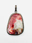 Fire Agate and Two Row Diamond Sterling Silver Pendant