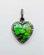 Rare Natural Kingman Green Turquoise and Diamond Mohave Small Heart Pendant