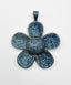 One of a Kind Large Pave Blue Sapphire Sterling Silver Flower