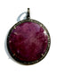 Large Faceted Round Ruby Pendant with Diamond, 49.5 CTTW, 2"