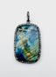 Faceted Rectangular Labradorite Sterling Silver and Diamond Pendant