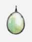 Moss Aquamarine Oval Sterling Silver Diamond Pendant