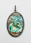 Oval Abalone and Diamond Sterling Silver Pendant