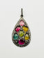 Multi Color Tourmaline and Diamond Teardrop Shaped Pendant