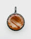 Round Red Rutiated Quartz and Sterling Silver Diamond Pendant