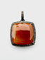 Faceted Red Rutilated Quartz and Two Row Diamond Sterling Pendant