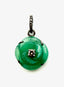 Small Hand Carved Green Jade and Diamond Flower Pendant, 1.10" H