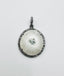 One of a Kind Round Solar Quartz and Diamond Sterling Silver Pendant