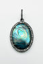 Small Oval Abalone and Diamond Sterling Silver Pendant