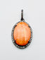 Spiny Oyster Sterling Silver Diamond Small Oval Pendant