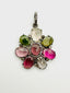 Multi Color Tourmaline and Diamond Flower Pendant