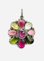 Multi Color Tourmaline with Diamond Flower Pendant