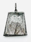 Faceted Tourmalinated Quartz and Diamond Trapezoid Shaped Sterling Silver Pendant