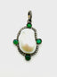 Emerald and Diamond White Baroque Pearl Sterling Silver, Pendant