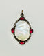 White Baroque Pearl, Ruby, and Diamond Pendant with Sterling Silver