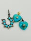 Small Heart Pendant with Natural Turquoise, Rose Cut Diamond and Gold Vermeil