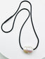 White Freshwater Baroque Pearl on Blk Rhodium Stainless Steel Snake Chain, 16"