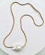 Removable White Baroque Freshwater Pearl Gold Plated Stainless Steel Snake Chain, 18"