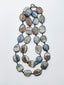 36" Large Blue Lace Agate Necklace with Rhodium Bezel and Clasp