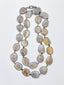 36" Large Grey Agate Necklace with Rhodium Bezel and Clasp